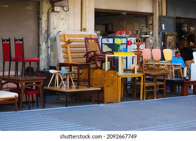 Tel Aviv, Israel - November 7th, 2019:Flea Market Items