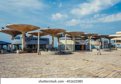 Tel Aviv, Israel - October 18, 2015. Buildings At Atarim Square Also Known As Namir Square Designed By Architect Yaakov Rechter