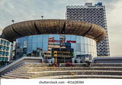 Tel Aviv, Israel - October 18, 2015. Night Club Located At Atarim Square Also Known As Namir Square Designed By Architect Yaakov Rechter