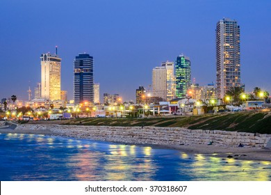 Tel Aviv, Israel skyline on the Mediterranean. 
