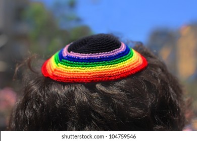 TEL AVIV - JUNE 8: Rainbow Yamaka On Annual Gay Pride Parade June 8, 2012 In Tel Aviv, Israel.