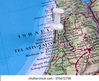 Tel Aviv  In The Map With Pin