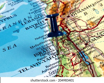 Tel Aviv  In The Map With Pin