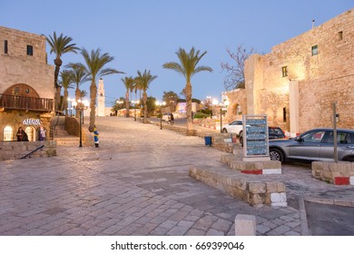 TEL AVIV - MARCH 4, 2017: People Touring The Beautiful Old International City Of Jaffa Near The Mediterranean Port On A Warm Spring Evening