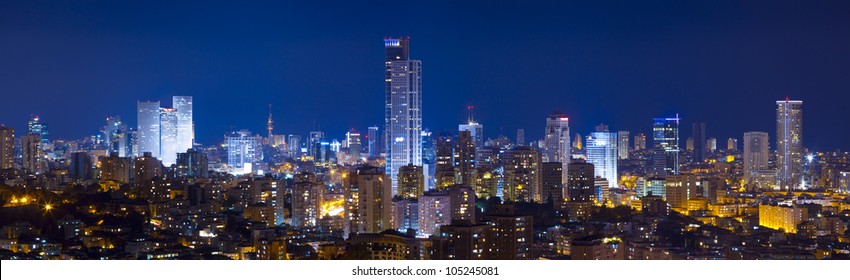 Tel Aviv and  Ramat Gan Skyline - Panoramic shot