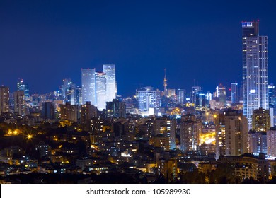 Tel Aviv and Ramat Gan Skyline at night