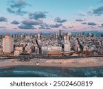 Tel Aviv Skyline. Cityscape panorama of Tel Aviv, at sunset.