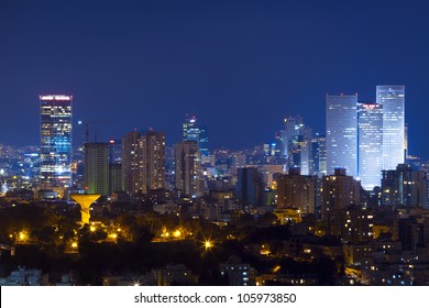 Tel Aviv Skyline At Night