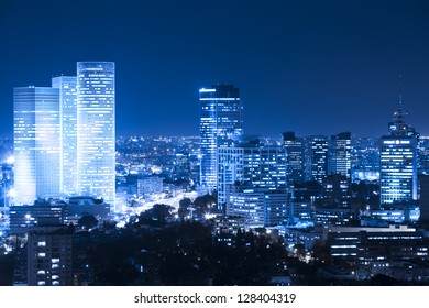 Tel Aviv  Skyline At Night