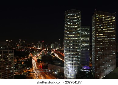 Tel Aviv skyline at night
