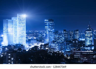 Tel Aviv Skyline at night - Building Lights