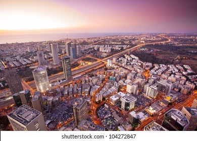 Tel Aviv at sunset, Ramat Gan Exchange District