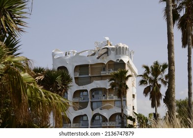 Tel Aviv-Yafo, Israel - 16 March, 2022. Crazy House Designed By Leon Geignebet In Tel Aviv. House In Gaudí Styleю The Building Is An Architectural Attraction With Its Unusual Exterior Design. 