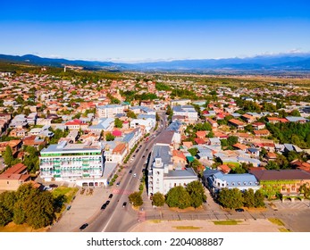 Telavi Old Town Aerial Panoramic View. Telavi Is The Main City Of Kakheti Province In Georgia.