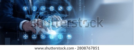 Telecom engineer optimizing mobile data speeds Using Computer deploying 5G Technology connections across the Global network communication infrastructure. Ultra fast wireless data links.