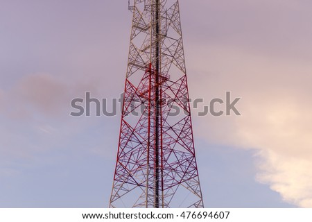 Telecom post an sunset sky background.