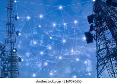telecommunication mast TV antennas wireless technology - Shutterstock ID 2169596655