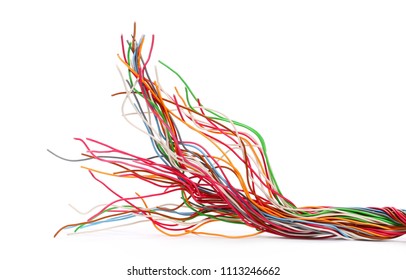 Telecommunication Network Cables, Wires Isolated On White Background