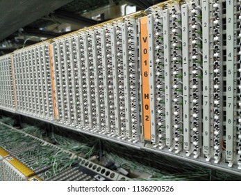 Telecommunication Tag Block Rack In Main Distribution Frame Room (MDF).