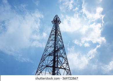 telecommunication tower with blue sky
