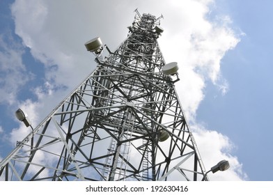 Telecommunication Tower With Cell Phone Antennas