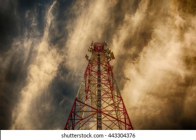 Telecommunication Tower And Sunset 