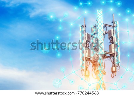 Telecommunication tower.Digital wireless connection system.Development of communication systems in rural areas.Modern Business Communication Concept.Antenna.