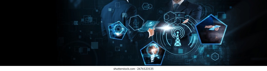 Telecommunications Concept: Connectivity, infrastructure, data transmission, mobile networks, cloud services, digital communication, and remote collaboration on global business network.