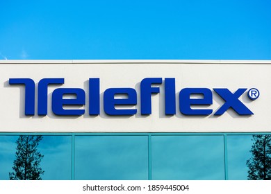 Teleflex Sign, Logo On Headquarters.Teleflex Is A Provider Of Specialty Medical Devices For A Range Of Procedures In Critical Care And Surgery - Pleasanton, California, USA - 2020