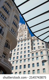 Telefonica's Building In Gran Vía, Madrid, Spain.