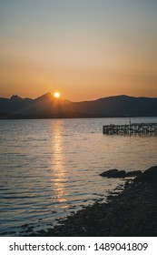 Telegrafbukta In Tromso Norway, Midnight Sun And Sunset Colors On The Beach 