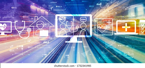 Telehealth Theme With Abstract High Speed Technology POV Motion Blur