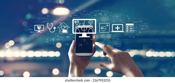 Telehealth Theme With Person Using A Smartphone