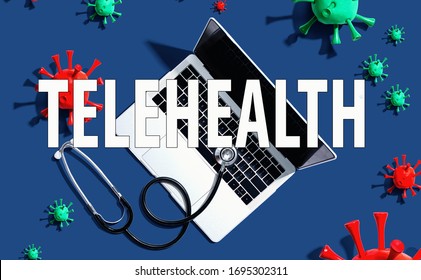 Telehealth theme with stethoscope and laptop computer