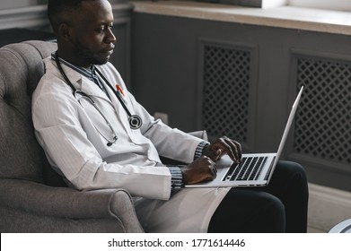 Telehealth With Virtual Doctor Appointment And Online Therapy Session. Black Doctor Online Conference 