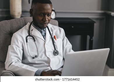 Telehealth With Virtual Doctor Appointment And Online Therapy Session. Black Doctor Online Conference 