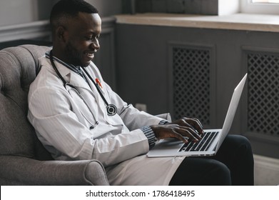 Telehealth With Virtual Doctor Appointment And Online Therapy Session. Black Doctor Online Conference 