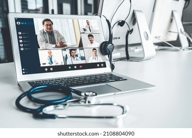 Telemedicine Service Online Video Call For Doctor To Actively Chat With Patient Via Remote Healthcare Consultant Software . People Can Use App To Contact Doctors For Virtual Meeting From Home .