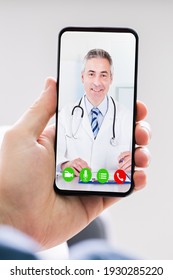 Telemedicine Video Call To Doctor On Smartphone