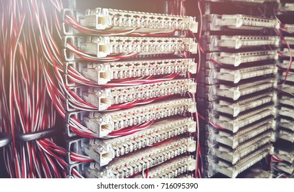 Telephone Exchange In Bangkok.telephone Switchboard In Street.pabx