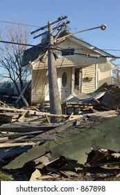 Telephone Pole Destroys House - 9th Ward New Orleans