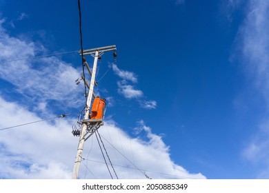 Telephone Pole Under The Blue Sky