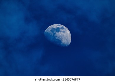 Telephoto Close-up Of Moon, Waxing Gibbous, 1st Quarter Taken From Victoria, BC, 04.11.22