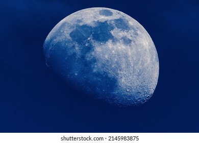 Telephoto Close-up Of Moon, Waxing Gibbous, 1st Quarter Taken From Victoria, BC, 04.11.22