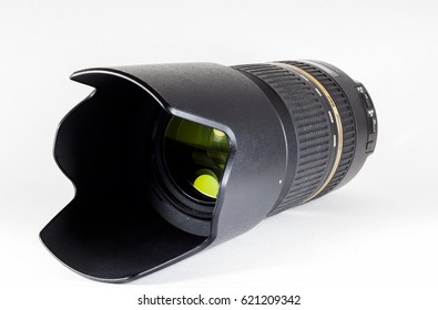 A Telephoto Lens On A White Background