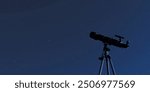 telescope on tripod with a starry sky in the background. 3d rendering