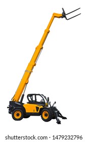A telescopic handler, also called a telehandler