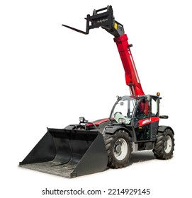 Telescopic Loader Isolated Over White, With Clipping Path