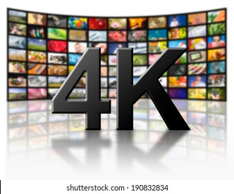 Television 4k Resolution Technology Concept Isolated On White.