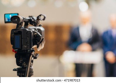 Television Camera On  Press Conference